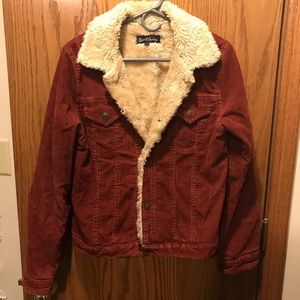 Earl Jean Corduroy L Faux Shearling maroon Jacket